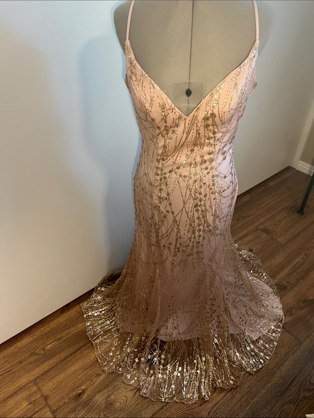 Blush Pink Sequin Embellished Maxi Slip Dress